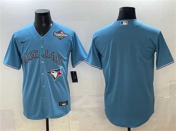 Men%27s Toronto Blue Jays Blank Blue 2025 World Series Home Cool Base Stitched Jersey