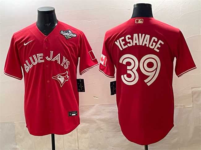 Men%27s Toronto Blue Jays #39 Trey Yesavage Red 2025 World Series Cool Base Stitched Jersey