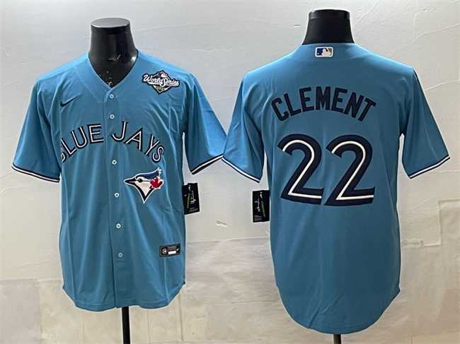 Men%27s Toronto Blue Jays #22 Ernie Clement Royal 2025 World Series Cool Base Stitched Jersey