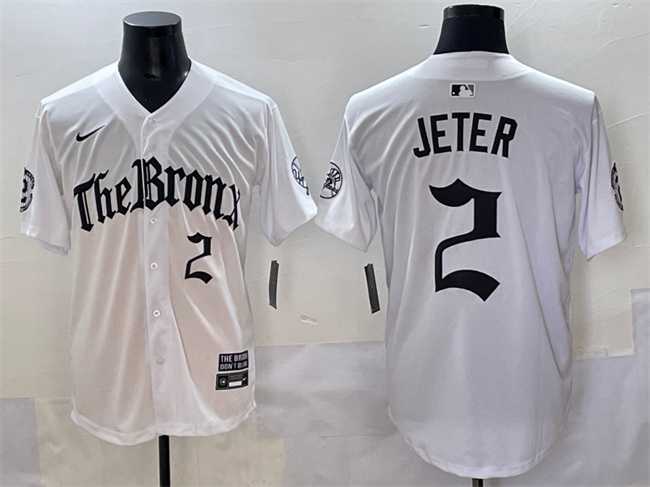 Men%27s New York Yankees #2 Derek Jeter White %27Gothic Legacy Edition%27 Vapor Premier Limited Stitched Baseball Jersey