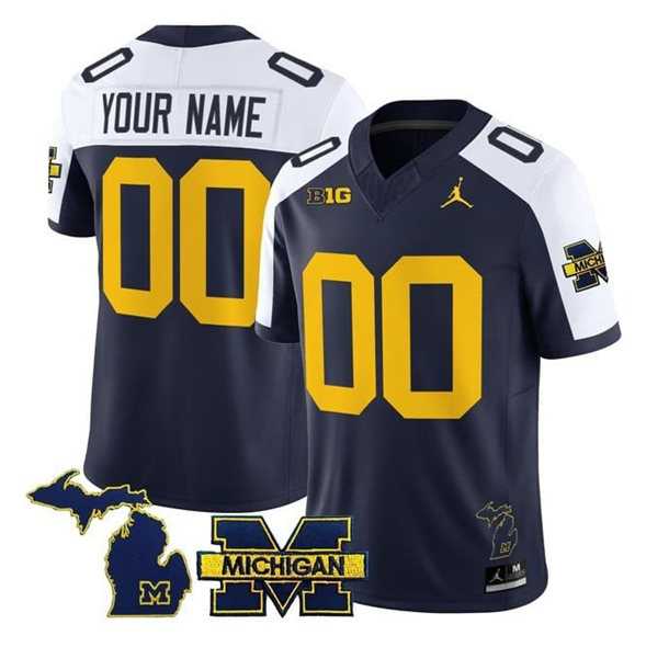 Men%27s Michigan Wolverines ACTIVE PLAYER Custom Navy Alternate F.U.S.E. 2025 Vapor Stitched Jersey
