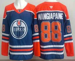 Men%27s Edmonton Oilers #88 Andrew Mangiapane Blue Authentic Jersey