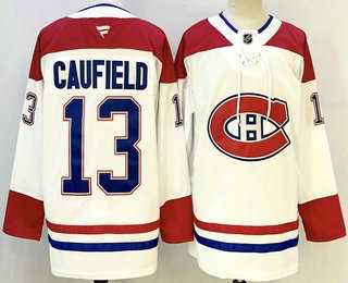 Men%27s Montreal Canadiens #13 Cole Caufield White Authentic Jersey