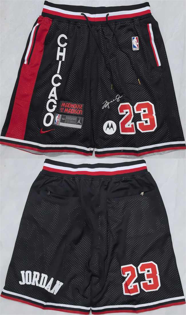 Men%27s Chicago Bulls #23 Michael Jordan Black 2025 Shorts (Run Small)