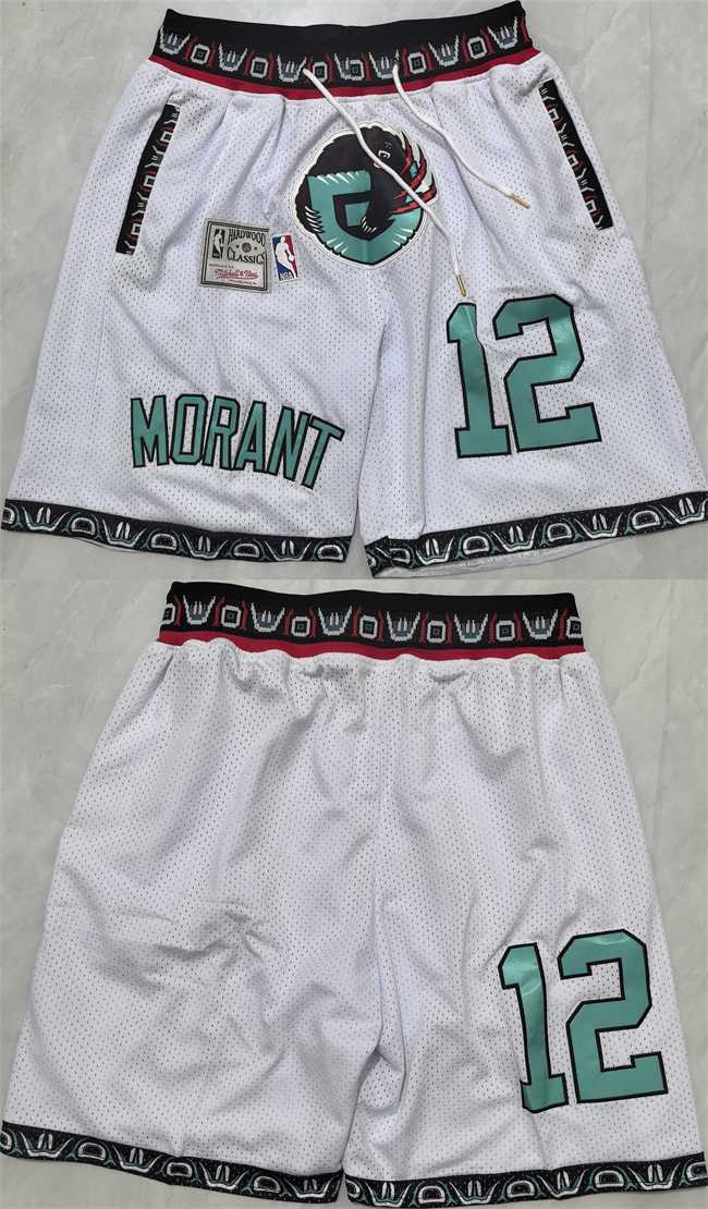 Men%27s Memphis Grizzlies #12 Ja Morant White 2025 Shorts (Run Small)