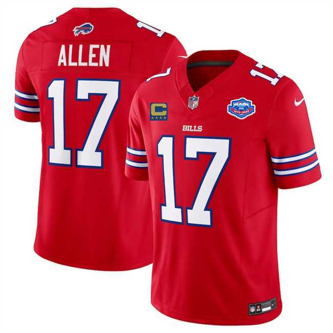 Men & Women & Youth Buffalo Bills #17 Josh Allen Red 2025 F.U.S.E. With Farewell Patch And 4-Star C Patch Vapor Untouchable Limited Stitched Jersey