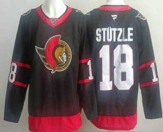 Men%27s Ottawa Senators #18 Tim Stutzle Black Authentic Jersey