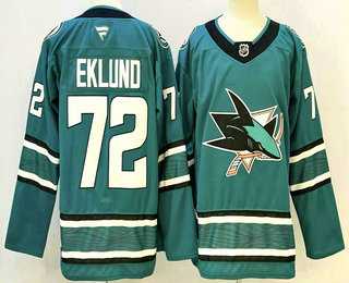 Men%27s San Jose Sharks #72 William Eklund Teal Authentic Jersey