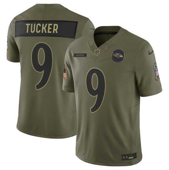 Men%27s Baltimore Ravens #9 Justin Tucker Olive 2025 F.U.S.E. Salute to Service Limited Stitched Jersey Dyin