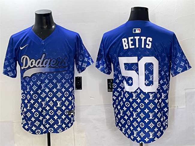 Men%27s Los Angeles Dodgers #50 Mookie Betts Blue Limited Stitched Jersey