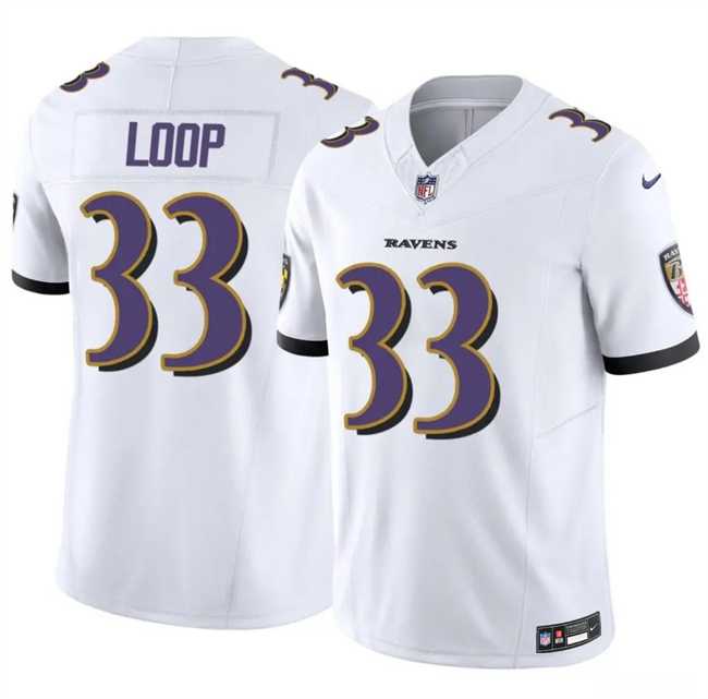 Men%27s Baltimore Ravens #33 Tyler Loop White 2025 F.U.S.E. Vapor Limited Jersey Dzhi