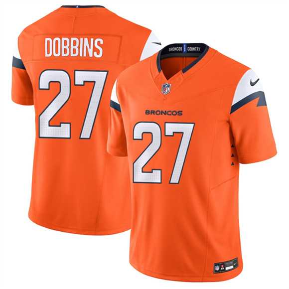 Men%27s Denver Broncos #27 J.K. Dobbins Orange 2025 F.U.S.E. Vapor Limited Stitched Jersey Dzhi