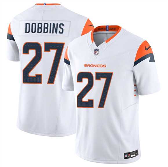 Men%27s Denver Broncos #27 J.K. Dobbins White 2025 F.U.S.E. Vapor Limited Stitched Jersey Dzhi