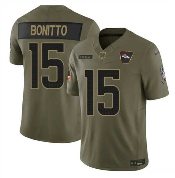 Men%27s Denver Broncos #15 Nik Bonitto Olive 2025 F.U.S.E. Salute to Service Limited Stitched Jersey Dyin