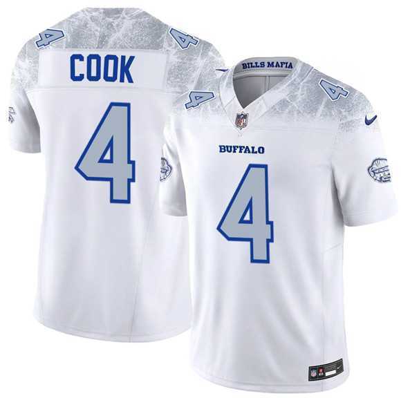 Men%27s Buffalo Bills #4 James Cook White 2025 F.U.S.E. %27Rivalries%27 Vapor Limited Football Stitched Jersey Dzhi