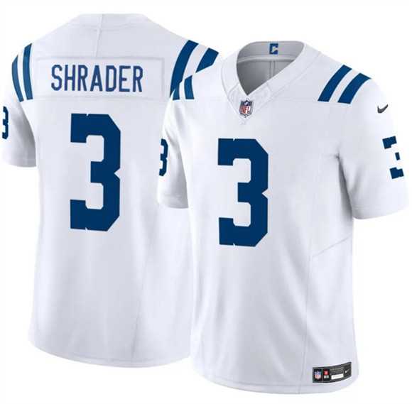 Men%27s Indianapolis Colts #3 Spencer Shrader White 2025 F.U.S.E. Vapor Limited Stitched Jersey Dzhi