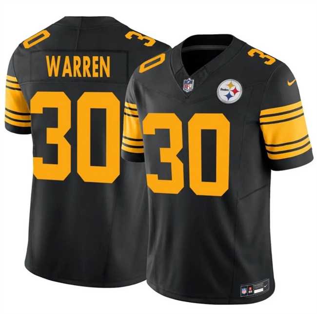 Men%27s Pittsburgh Steelers #30 Jaylen Warren Black 2025 F.U.S.E. Color Rush Vapor Untouchable Limited Stitched Jersey Dzhi