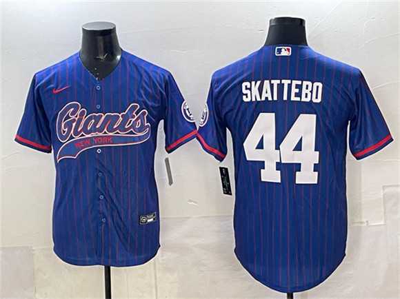 Men%27s New York Giants #44 Cam Skattebo Royal Pinstripe With Patch Cool Base Stitched Baseball Jersey