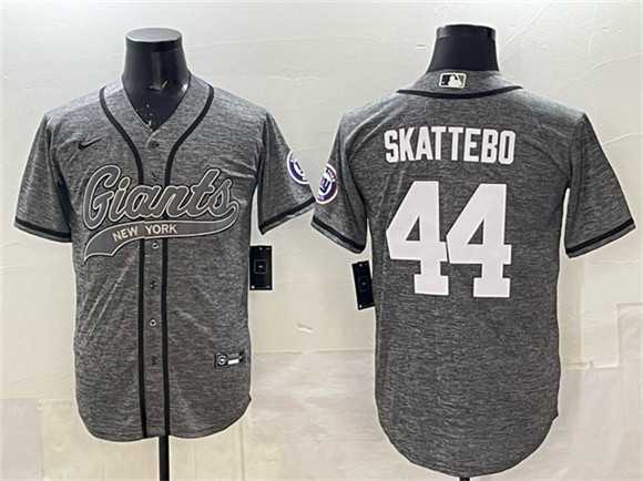 Men%27s New York Giants #44 Cam Skattebo Gray With Patch Cool Base Stitched Baseball Jersey