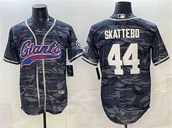 Men%27s New York Giants #44 Cam Skattebo Gray Camo With Patch Cool Base Stitched Baseball Jersey