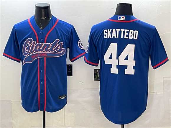 Men%27s New York Giants #44 Cam Skattebo Royal With Patch Cool Base Stitched Baseball Jersey
