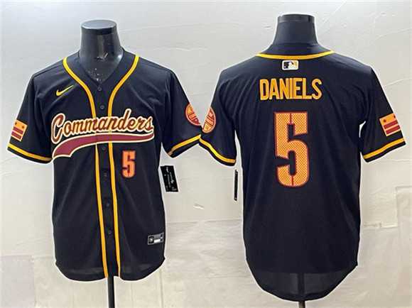 Men%27s Washington Commanders #5 Jayden Daniels Black Limited Stitched Baseball Jersey