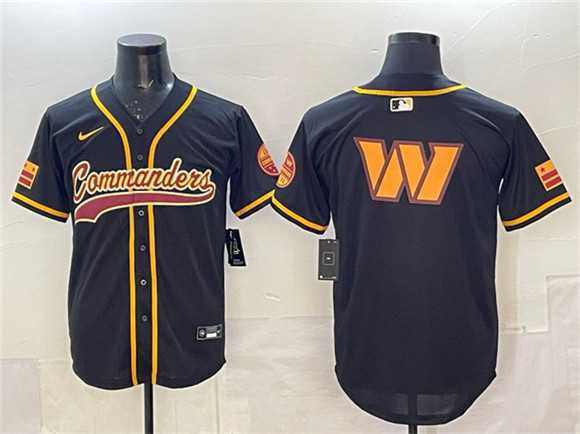 Men%27s Washington Commanders Team Big Logo Black Limited Stitched Baseball Jersey