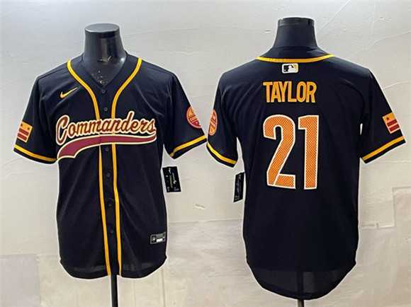 Men%27s Washington Commanders #21 Sean Taylor Black Limited Stitched Baseball Jersey