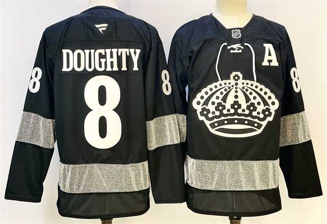 Men%27s Los Angeles Kings #8 Drew Doughty Black With A Patch Alternate Stitched Hockey Jersey