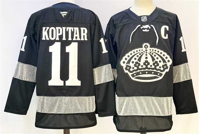 Men%27s Los Angeles Kings #11 Anze Kopitar Black With C Patch Alternate Stitched Hockey Jersey