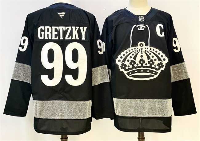Men%27s Los Angeles Kings #99 Wayne Gretzky Black With C Patch Alternate Stitched Hockey Jersey