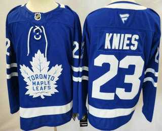 Men%27s Toronto Maple Leafs #23 Matthew Knies Blue Authentitc Jersey