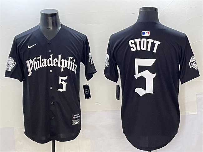 Men%27s Philadelphia Phillies #5 Bryson Stott Black Gothic Vapor Limited Stitched Jersey