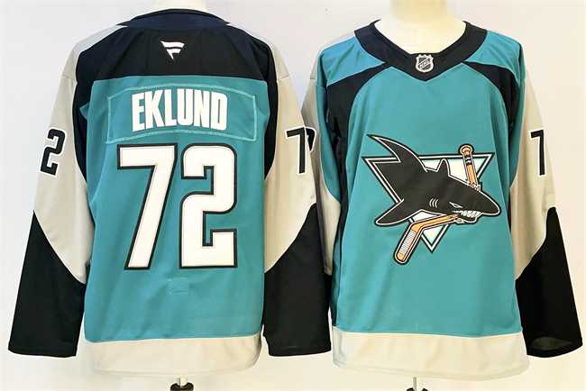 Men%27s San Jose Sharks #72 William Eklund Teal 2025 Alternate Stitched Hockey Jersey