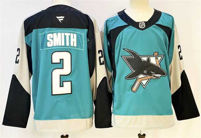 Men%27s San Jose Sharks #2 Will Smith Teal 2025 Alternate Stitched Hockey Jersey