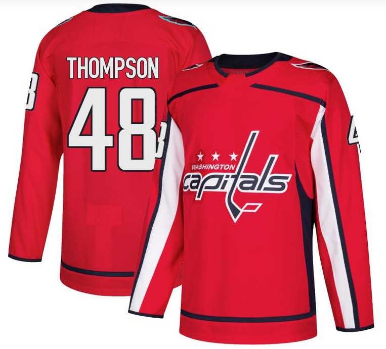 Men%27s Washington Capitals #48 Logan Thompson Authentic Red Home Jersey Dzhi