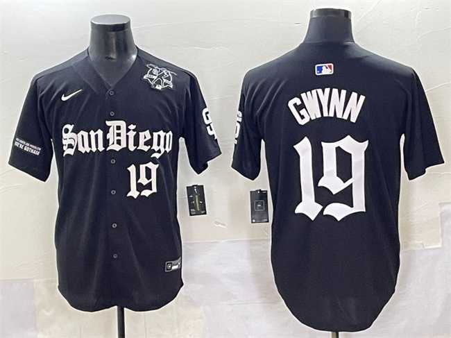 Men%27s San Diego Padres #19 Tony Gwynn Black Gothic Edition Vapor Limited Stitched Baseball Jersey