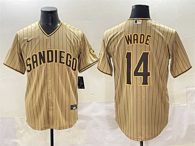 Men%27s San Diego Padres #14 Tyler Wade Tan Cool Base Stitched Baseball Jersey