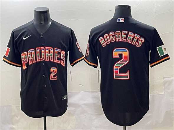 Men%27s San Diego Padres #2 Xander Bogaerts Black Mexico Cool Base Stitched Baseball Jersey Dzhi