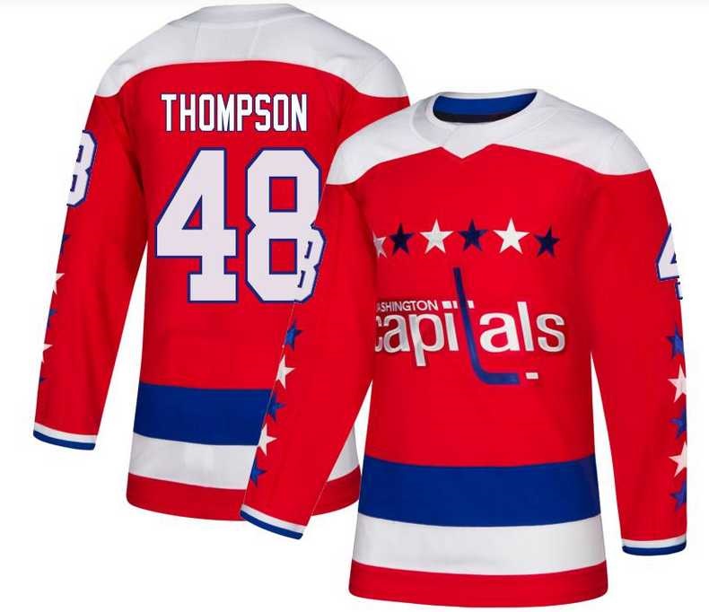 Men%27s Washington Capitals #48 Logan Thompson  Authentic Red Alternate Jersey Dzhi