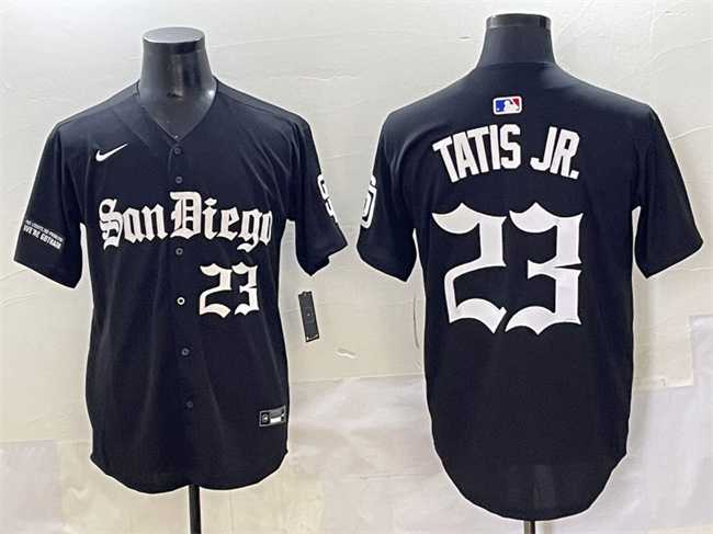 Men%27s San Diego Padres #23 Fernando Tatis Jr. Black Gothic Edition Vapor Limited Stitched Baseball Jersey