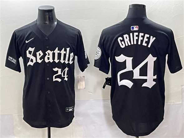 Men%27s Seattle Mariners #24 Ken Griffey Jr. Black %27Deep Sea Gothic Edition%27 Vapor Premier Limited Stitched Baseball Jersey