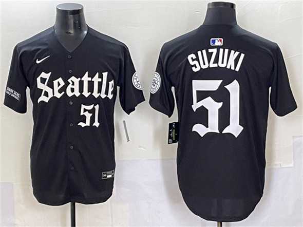 Men%27s Seattle Mariners #51 Ichiro Suzuki Black %27Deep Sea Gothic Edition%27 Vapor Premier Limited Stitched Baseball Jersey