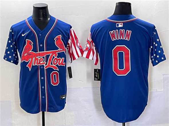 Men%27s St. Louis Cardinals #0 Masyn Winn Royal Independence Day Vapor Premier Limited Stitched Baseball Jersey
