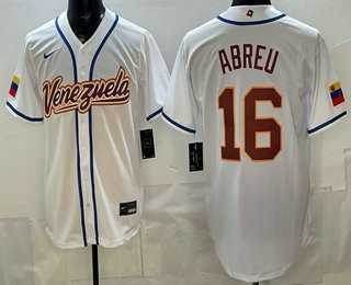 Men%27s Venezuela #16 Wilyer Abreu White 2026 World Baseball Classic Cool Base Jersey
