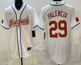 Men%27s Venezuela #29 Daniel Palencia White 2026 World Baseball Classic Cool Base Jersey
