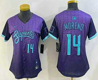 Women%27s Arizona Diamondbacks #14 Gabriel Moreno Number Purple 2025 City Connect Limited Jersey