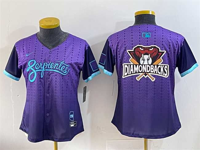 Women%27s Arizona Diamondbacks Team Big Logo Purple 2025 City Connect Limited Stitched Baseball Jersey(Run Small)