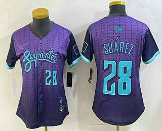 Women%27s Arizona Diamondbacks #28 Eugenio Suarez Number Purple 2025 City Connect Limited Jersey