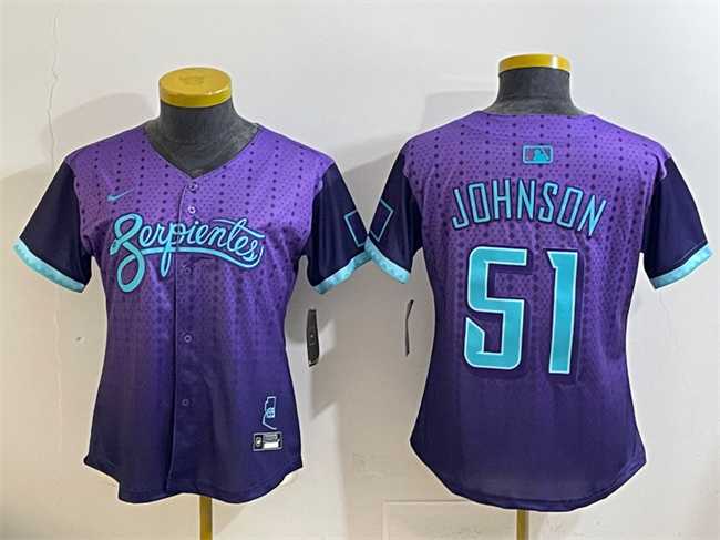 Women%27s Arizona Diamondbacks #51 Randy Johnson Purple 2025 City Connect Limited Stitched Baseball Jersey(Run Small)